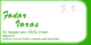 fodor voros business card